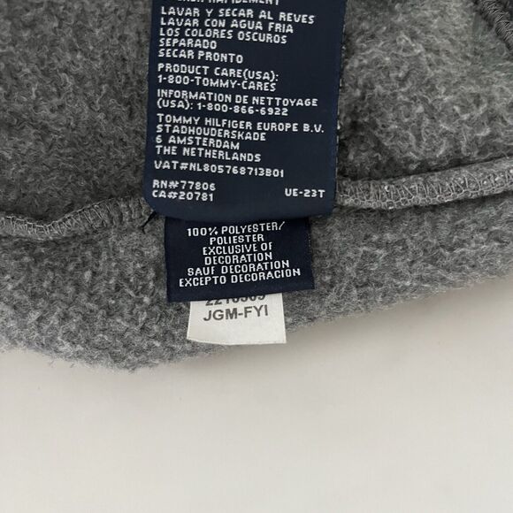 Tommy Hilfiger Vtg Fleece Jacket Flag Spell Out Sweater Y2K Grunge Pullover Sz M - Picture 8 of 10